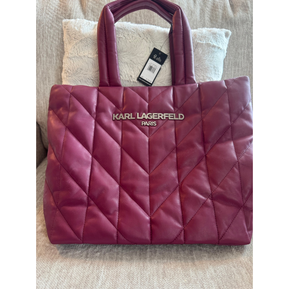 Karl Lagerfeld Quilted Tote Bag in Burgundy